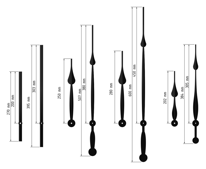 Стрелки для механизмов сверх-высокого крутящего момента Стрелки для настенных часов